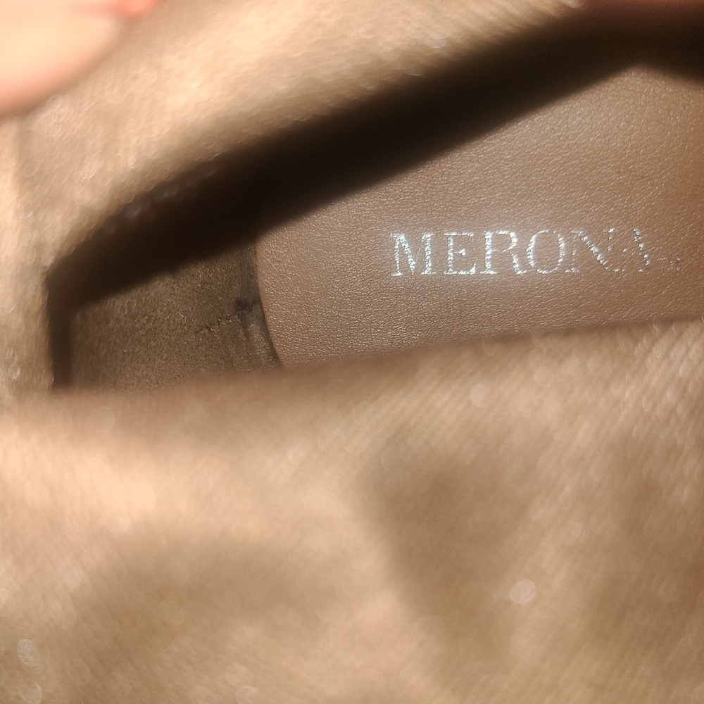Merona Taupe Suede Slouchy Mid-Calf Heeled Boots - Picture 9 of 9